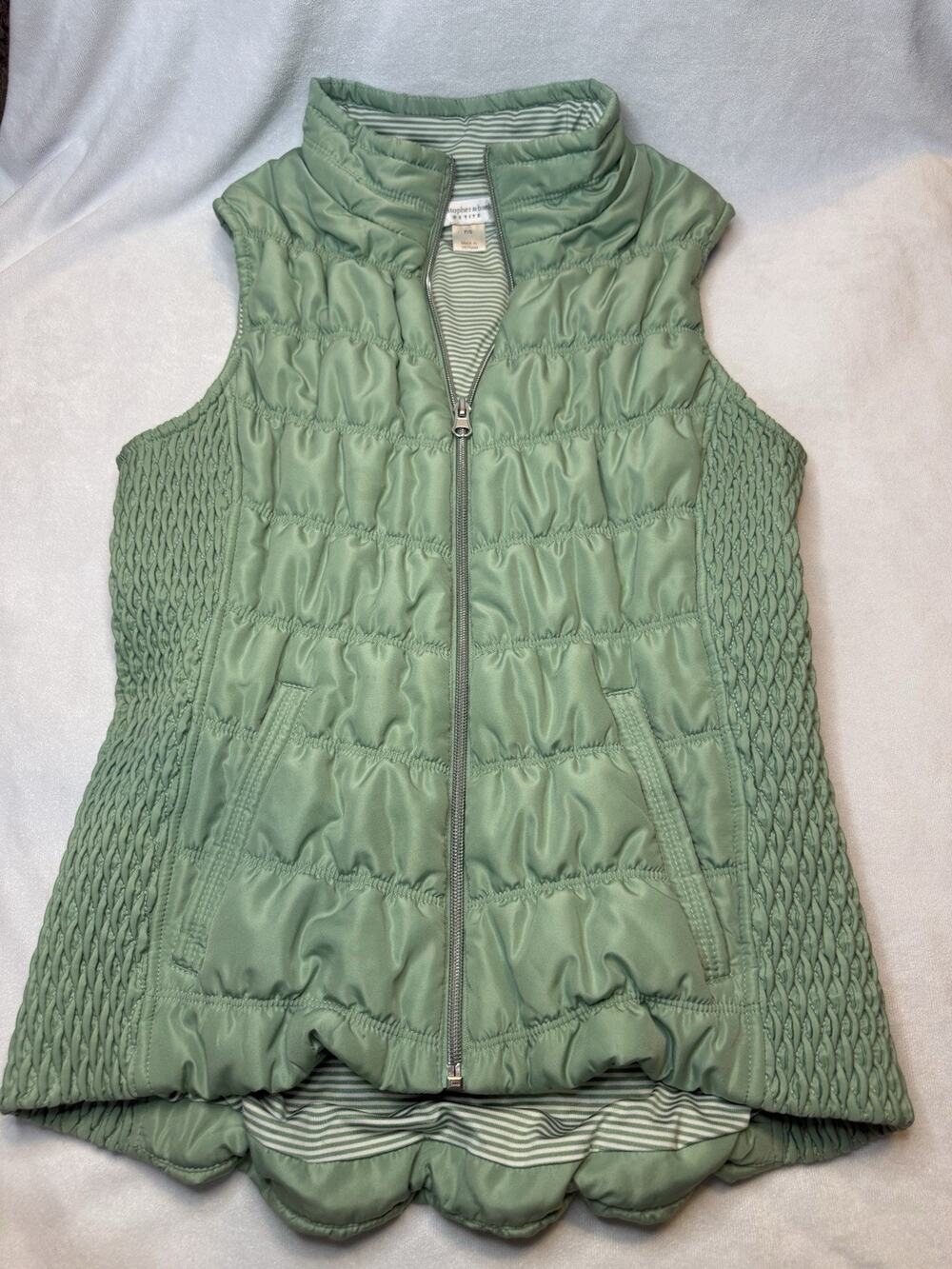 Christopher & Banks quilted puffer vest womens petite s mint green‎ Lightweight
